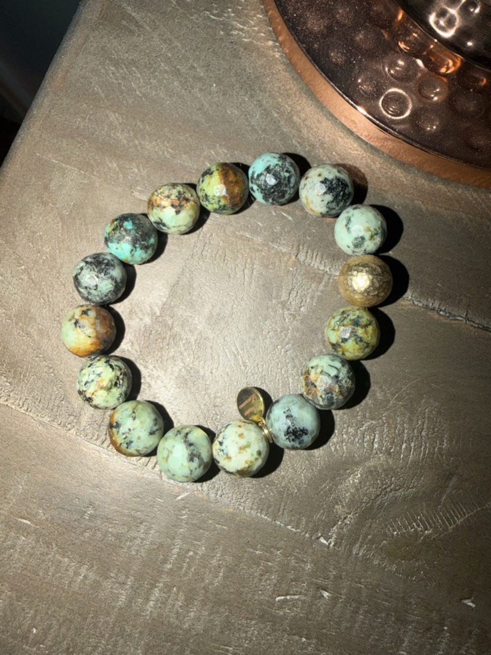 Turquoise Green Beaded Stretch Bracelet - Unbranded